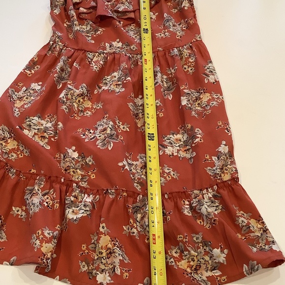 Xhiliration Mini Dress Size Small Spaghetti Straps Orange Floral Print Y2K 90s - Picture 6 of 10
